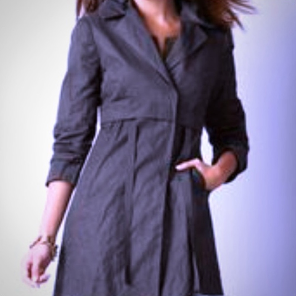 LOFT Lightweight Cinched Waist Rain Jacket Coat Packable Gray Size 4